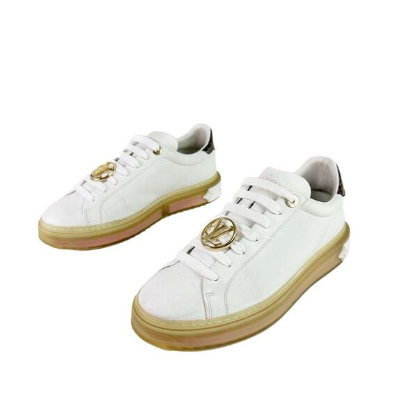 Louis Vuitton Shoes - LOUIS VUITTON White Pink Time Out Sneakers Size 39 Lace Up LV Logo Low Top